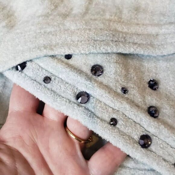 NEW JoosTricot Chenille Cheer Mini Skirt Light Blue Rhinestone S Terrycloth - Picture 6 of 10